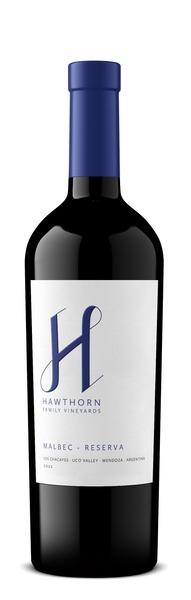Malbec Reserva wine bottle from Hawthorn Family Vineyards