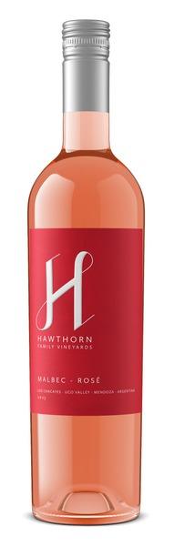 Malbec Rose wine bottle from Hawthorn Family Vineyards